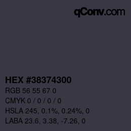 Código de color: HEX #38374300 | qconv.com