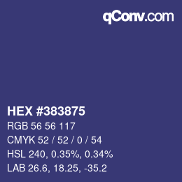 Farbcode: HEX #383875 | qconv.com