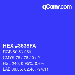 Color code: HEX #3838FA | qconv.com