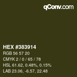 颜色代码: HEX #383914 | qconv.com