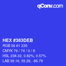 颜色代码: HEX #383DEB | qconv.com