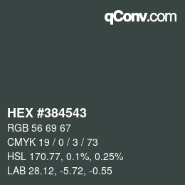 Code couleur: HEX #384543 | qconv.com