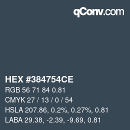 カラーコード: HEX #384754CE | qconv.com