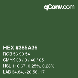 Código de color: HEX #385A36 | qconv.com