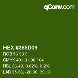 颜色代码: HEX #385D09 | qconv.com