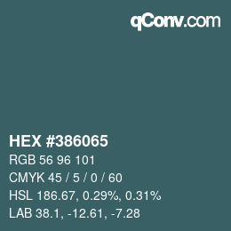 颜色代码: HEX #386065 | qconv.com