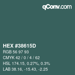 Color code: HEX #38615D | qconv.com