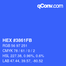 Color code: HEX #3861FB | qconv.com