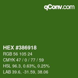Farbcode: HEX #386918 | qconv.com