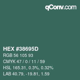 Color code: HEX #38695D | qconv.com