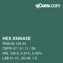 Color code: HEX #386A5E | qconv.com