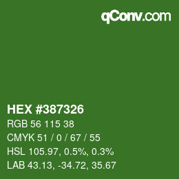 颜色代码: HEX #387326 | qconv.com