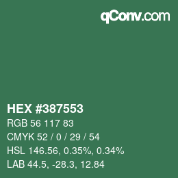 Farbcode: HEX #387553 | qconv.com