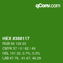 カラーコード: HEX #388117 | qconv.com