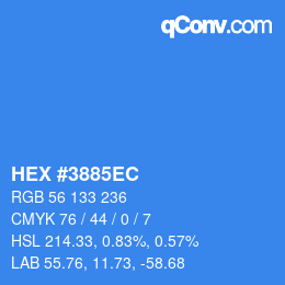 Color code: HEX #3885EC | qconv.com