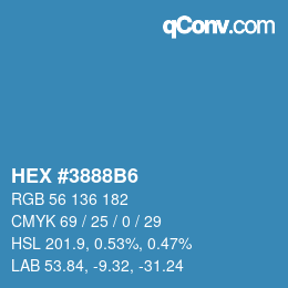 颜色代码: HEX #3888B6 | qconv.com