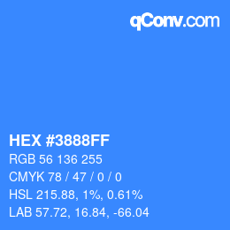 カラーコード: HEX #3888FF | qconv.com