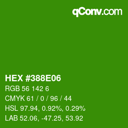 Farbcode: HEX #388E06 | qconv.com