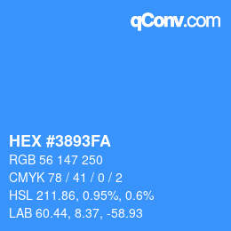 Color code: HEX #3893FA | qconv.com