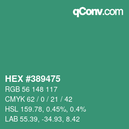 Color code: HEX #389475 | qconv.com