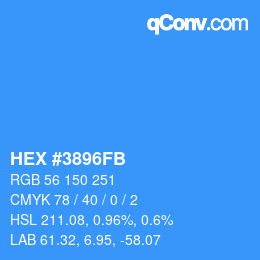 Color code: HEX #3896FB | qconv.com