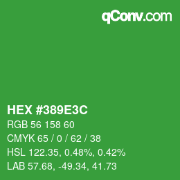 Color code: HEX #389E3C | qconv.com