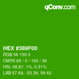 Farbcode: HEX #389F00 | qconv.com