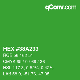 Color code: HEX #38A233 | qconv.com