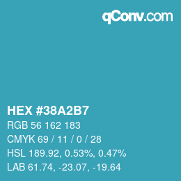 颜色代码: HEX #38A2B7 | qconv.com