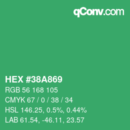カラーコード: HEX #38A869 | qconv.com