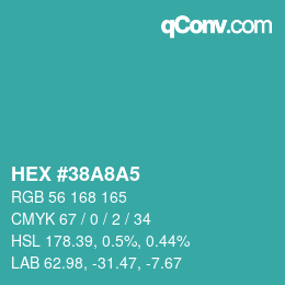 Color code: HEX #38A8A5 | qconv.com