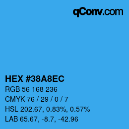 颜色代码: HEX #38A8EC | qconv.com