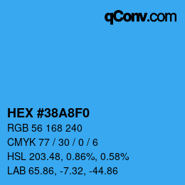 Farbcode: HEX #38A8F0 | qconv.com