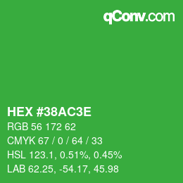 Color code: HEX #38AC3E | qconv.com