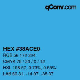 カラーコード: HEX #38ACE0 | qconv.com
