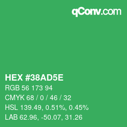 Color code: HEX #38AD5E | qconv.com