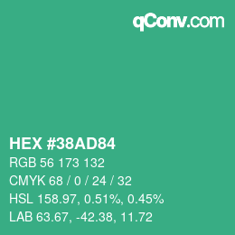 カラーコード: HEX #38AD84 | qconv.com
