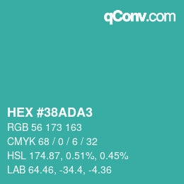 Color code: HEX #38ADA3 | qconv.com