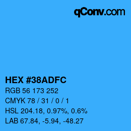 Color code: HEX #38ADFC | qconv.com