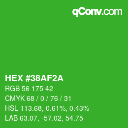 カラーコード: HEX #38AF2A | qconv.com