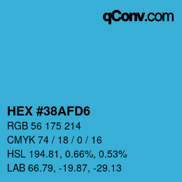 Color code: HEX #38AFD6 | qconv.com
