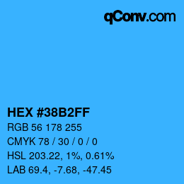 Color code: HEX #38B2FF | qconv.com