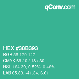 Color code: HEX #38B393 | qconv.com