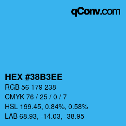 Color code: HEX #38B3EE | qconv.com