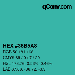 Farbcode: HEX #38B5A8 | qconv.com