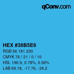 Farbcode: HEX #38B5E6 | qconv.com