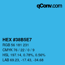Farbcode: HEX #38B5E7 | qconv.com