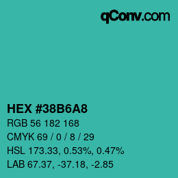 カラーコード: HEX #38B6A8 | qconv.com