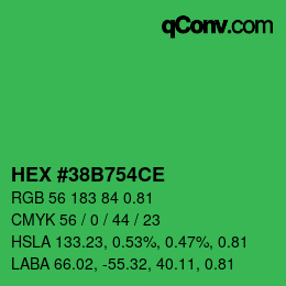 Farbcode: HEX #38B754CE | qconv.com