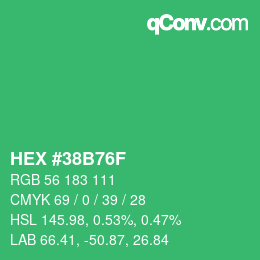 カラーコード: HEX #38B76F | qconv.com